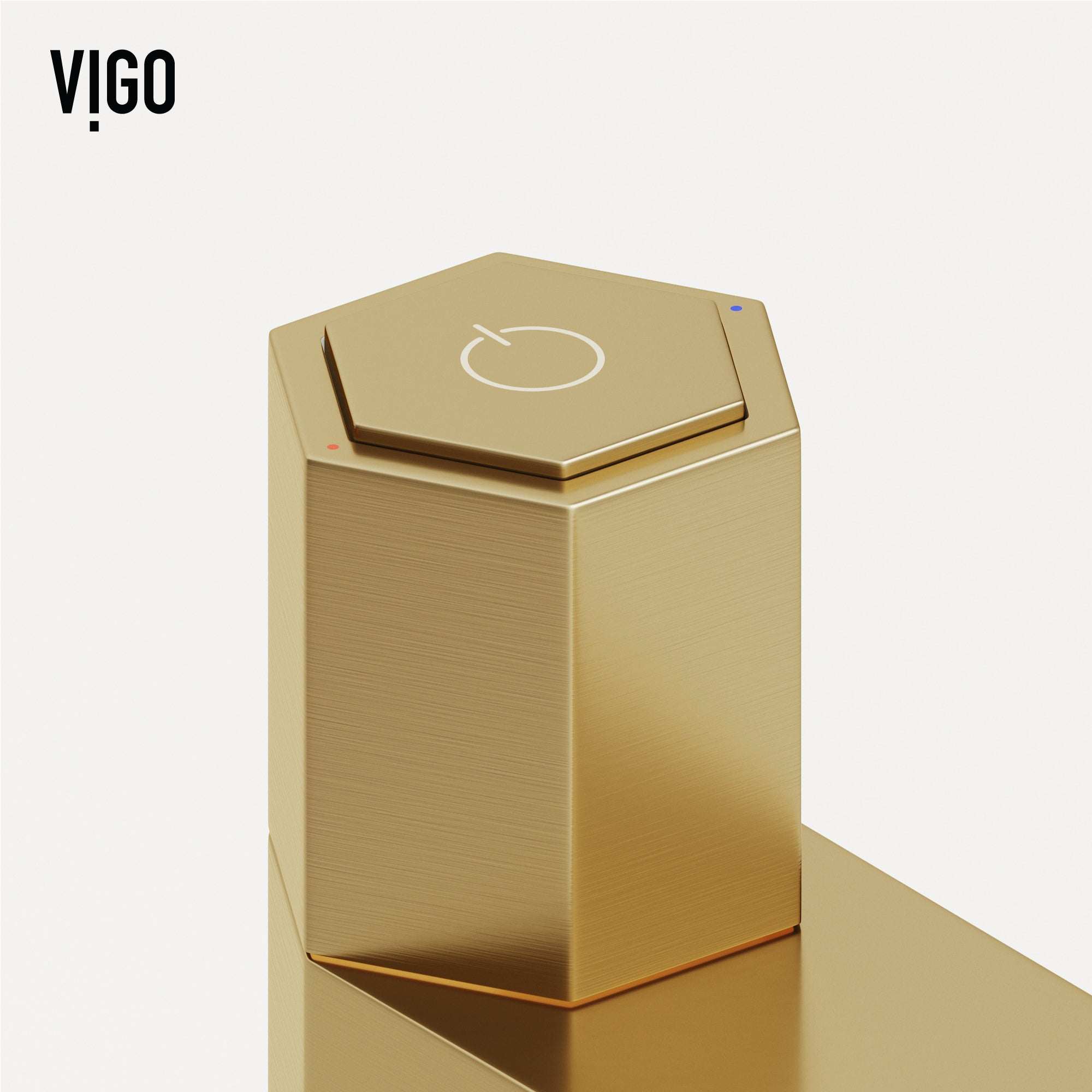 Deck-mounted faucet with included supply lines and matte brushed gold finish