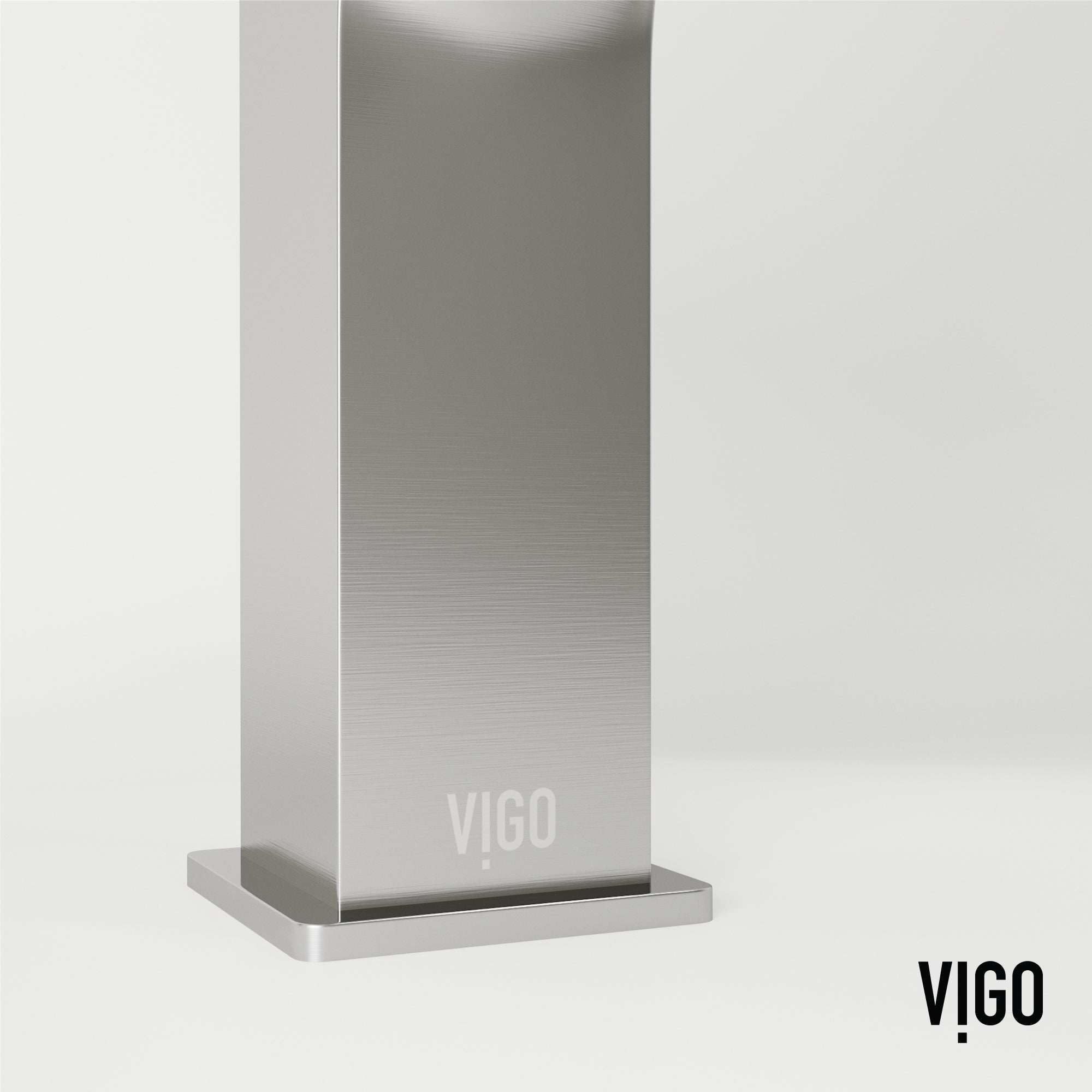 Modern deck-mounted faucet in brushed nickel with ceramic disc cartridge