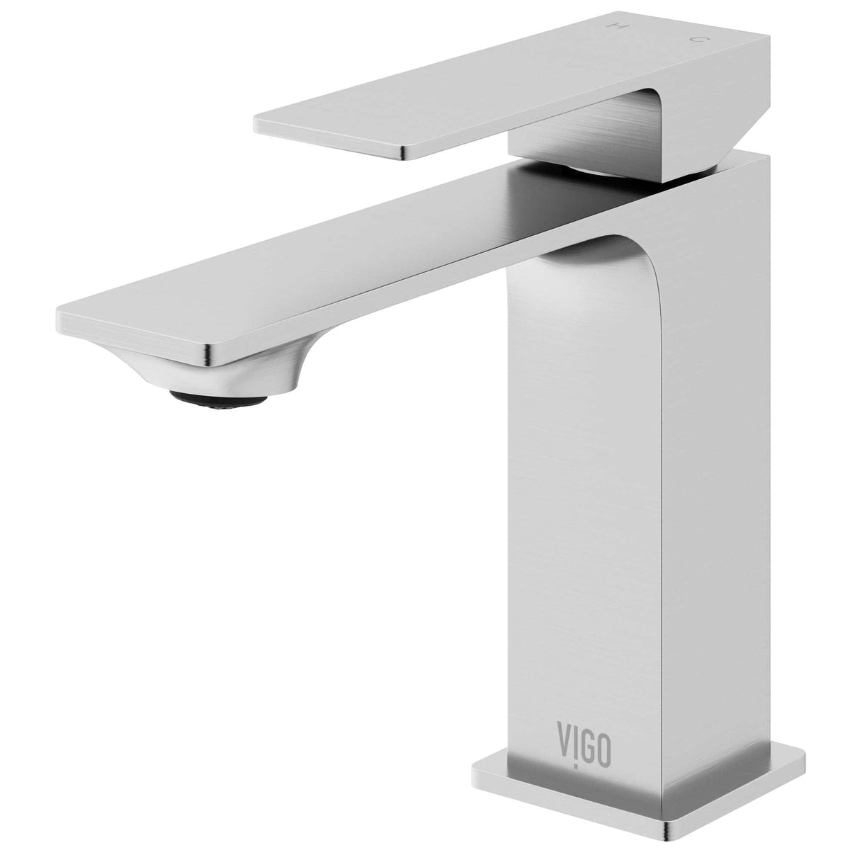 Brushed nickel bathroom faucet featuring mid arc spout and compression connection
