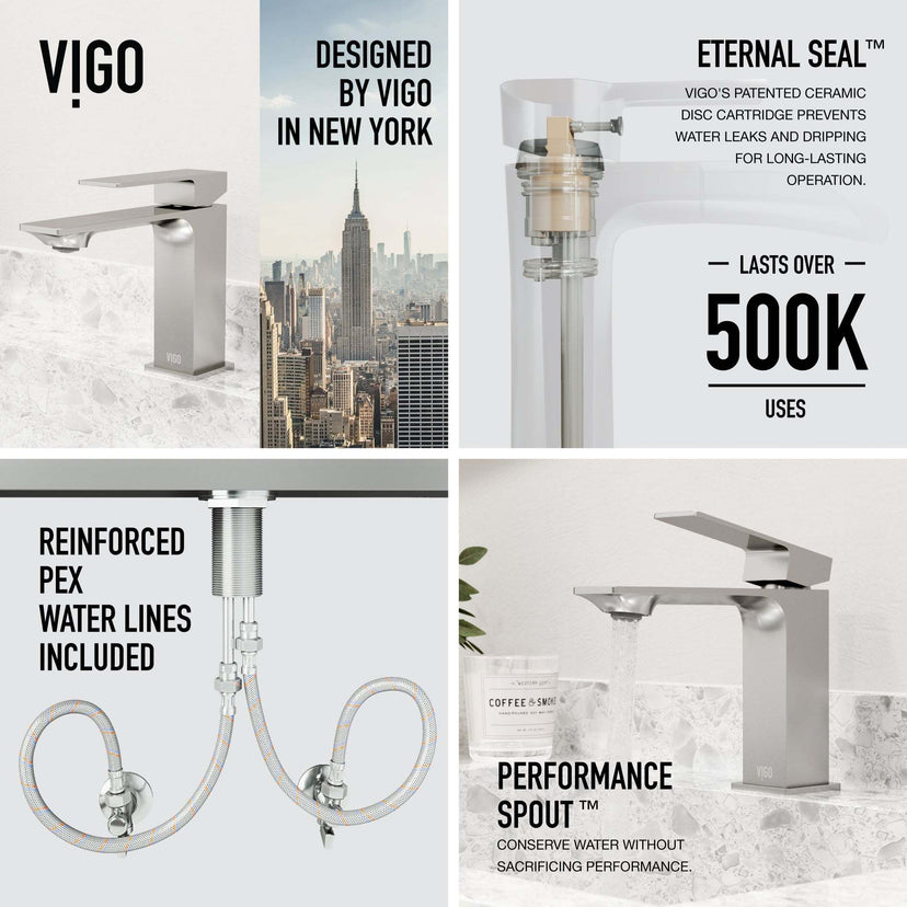 Brass bathroom faucet with brushed nickel finish and mid arc spout