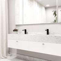 Single hole brass faucet with lever handle and low flow design