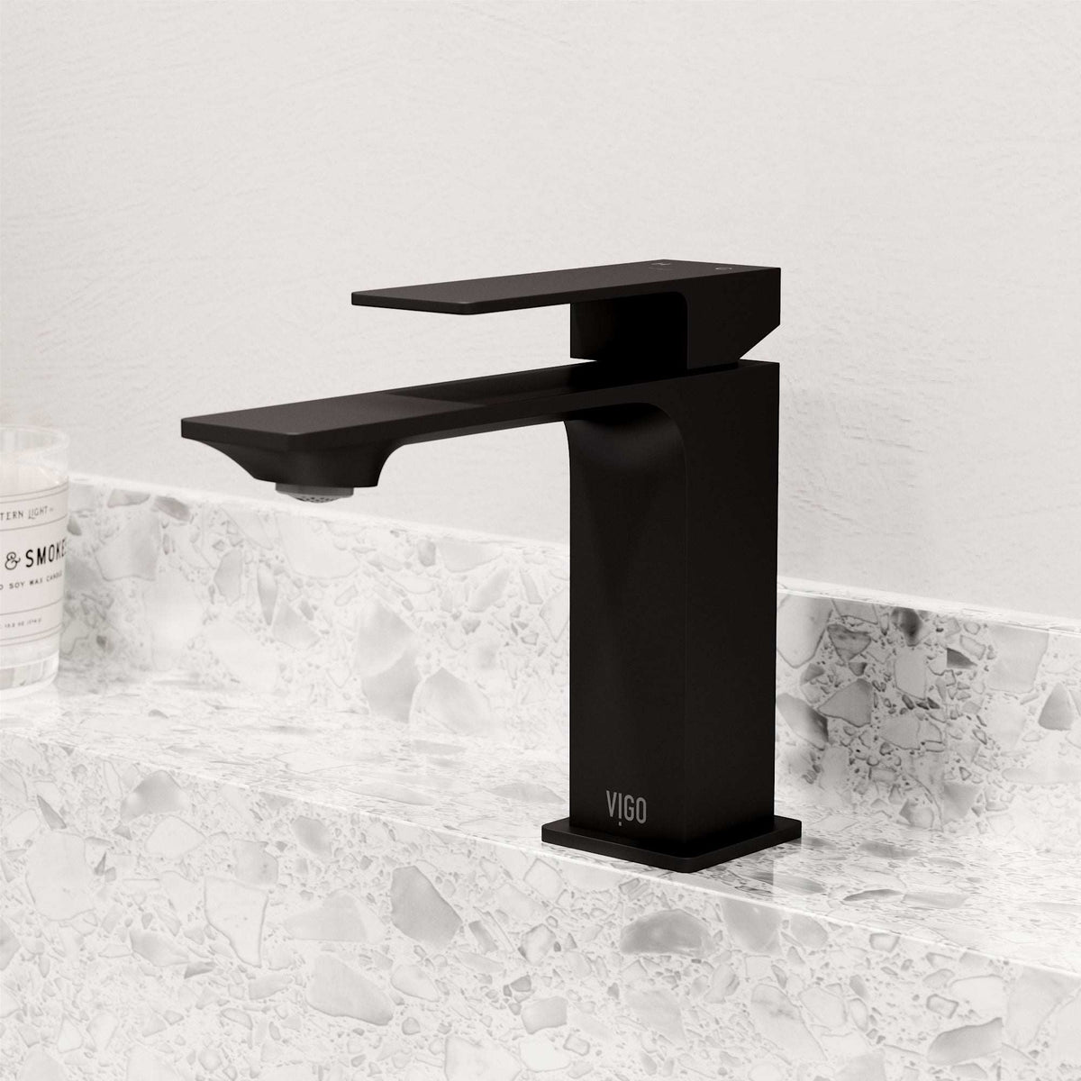 Contemporary style faucet with included mounting hardware and supply lines