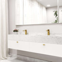 Single hole brass faucet with lever handle and low flow design