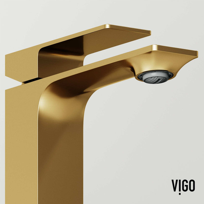 Matte brushed gold faucet featuring compression connection and matte contemporary style