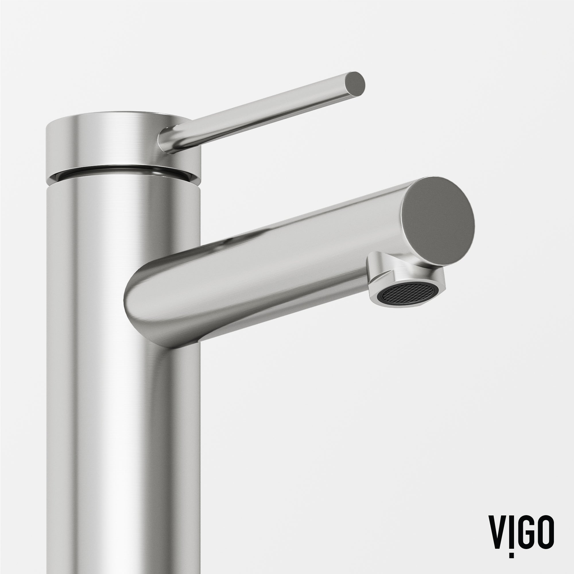 Contemporary style faucet with mid arc spout and compression fittings