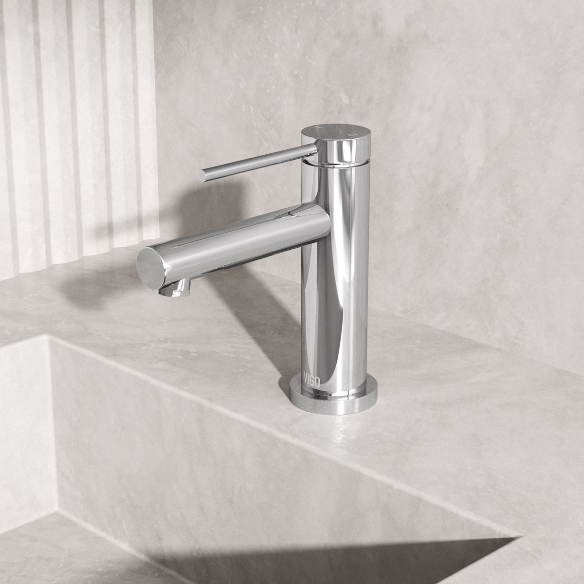 Modern deck-mounted faucet in chrome with ceramic disc cartridge