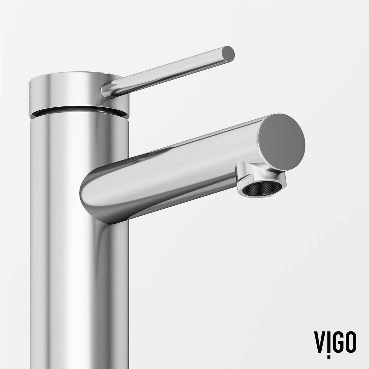 Contemporary style faucet with mid arc spout and compression fittings