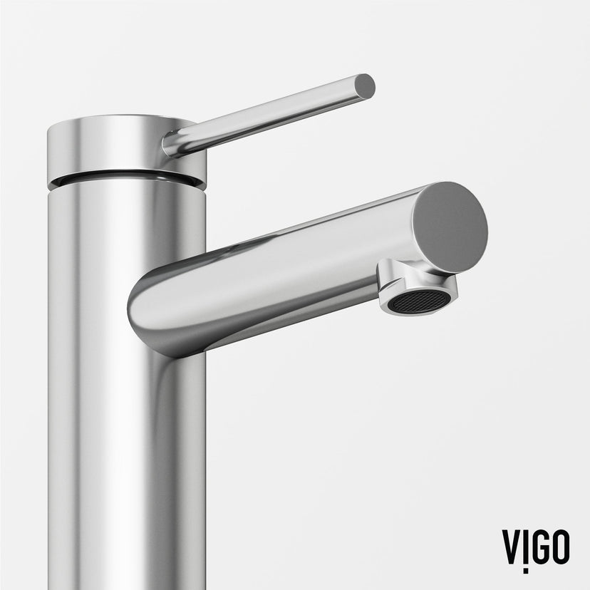 Contemporary style faucet with mid arc spout and compression fittings