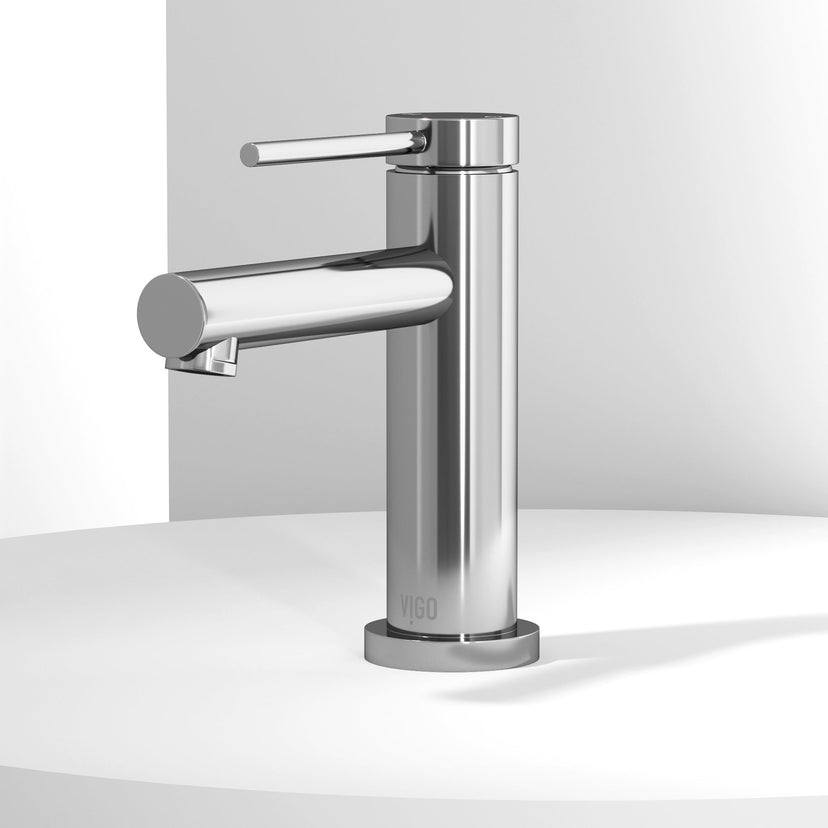 Lever handle faucet with mid arc spout and low flow ceramic disk valve