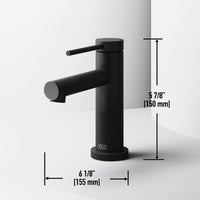 Low flow bathroom faucet in matte black finish with included mounting hardware