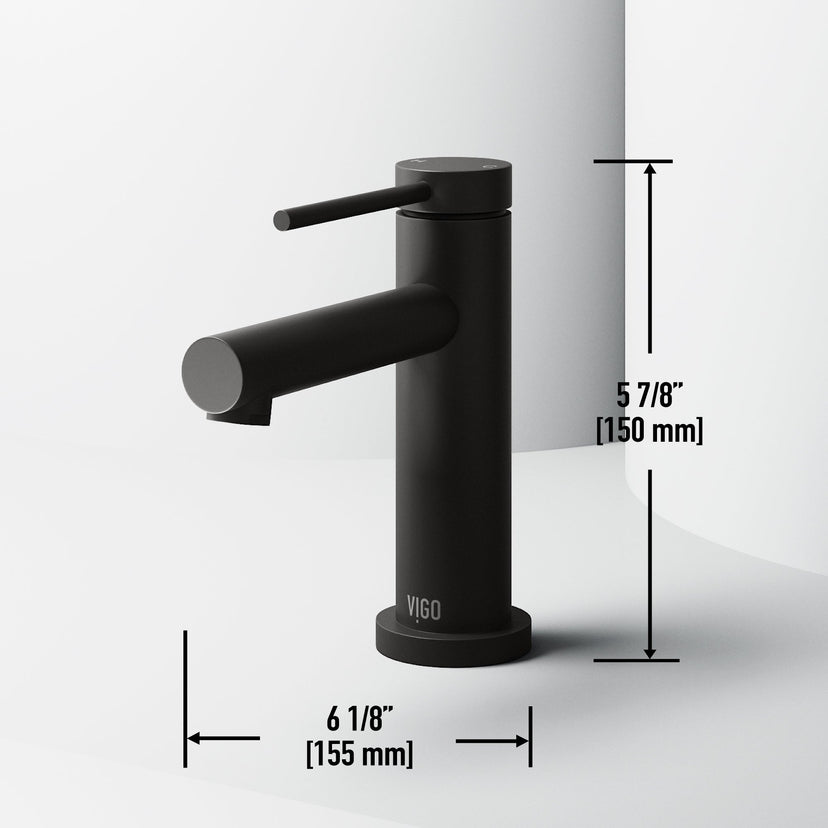 Low flow bathroom faucet in matte black finish with included mounting hardware