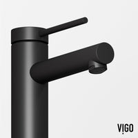 Brass construction bathroom faucet with matte black finish and lever control