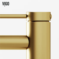 Brass construction bathroom faucet with matte brushed gold finish and lever control