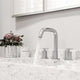 Chrome faucet with high arc waterfall spout and easy installation components