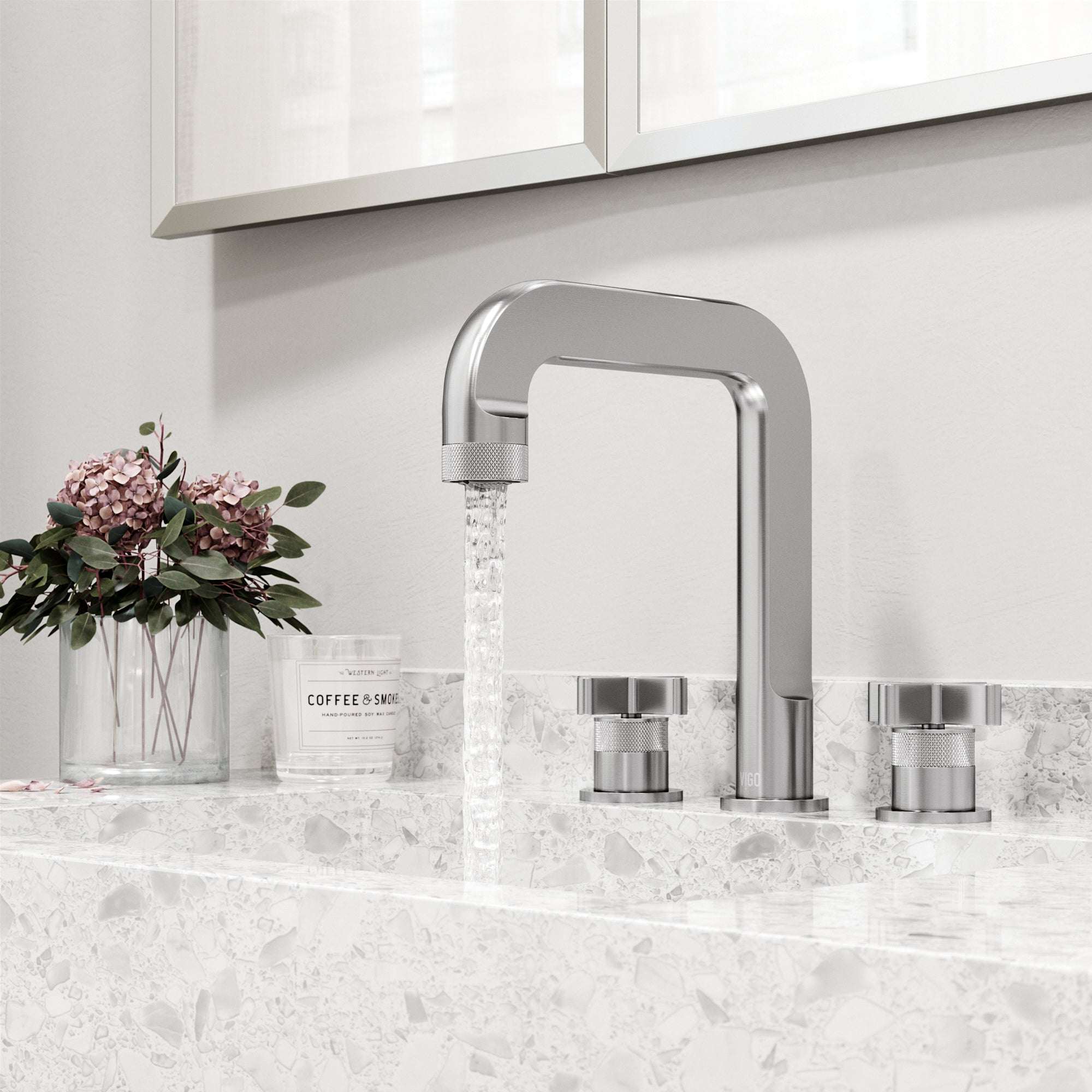 Brushed nickel faucet featuring drip-free ceramic disk valve and easy installation