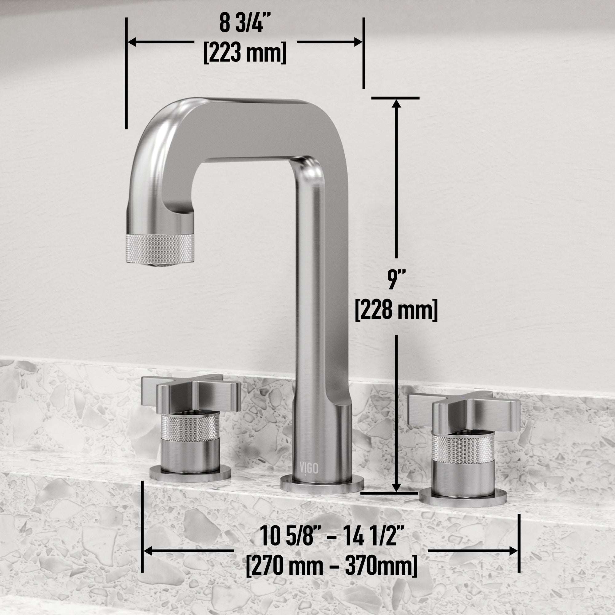 Deck-mounted 3-hole faucet with high arc spout and compression connections