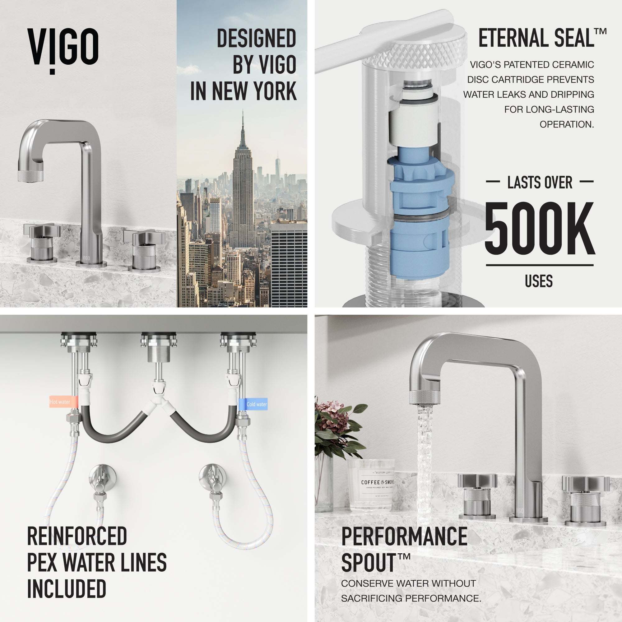 Modern contemporary bathroom faucet with brushed nickel finish and included mounting hardware