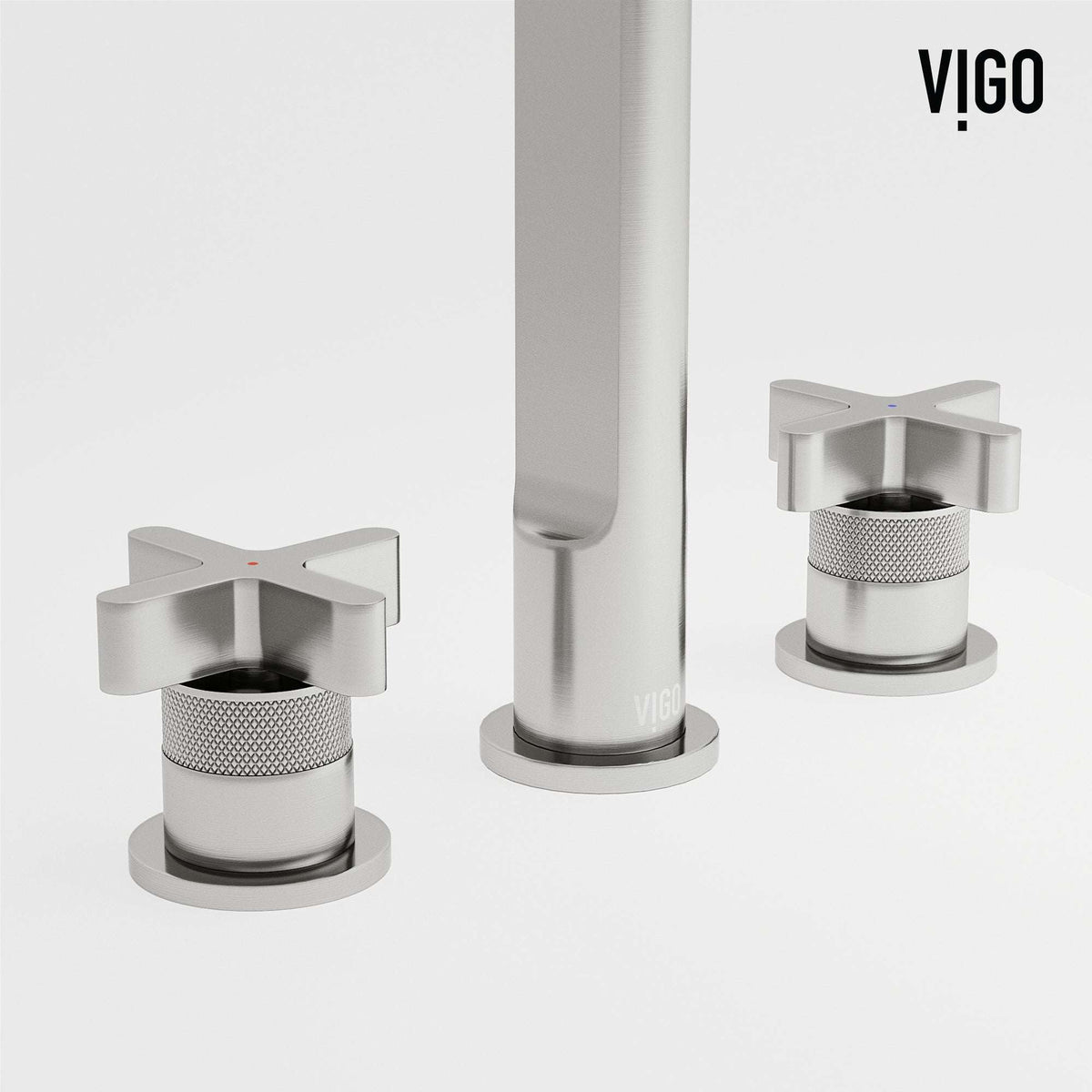 Brushed nickel faucet with knob handles and NPSM thread type for deck mounting