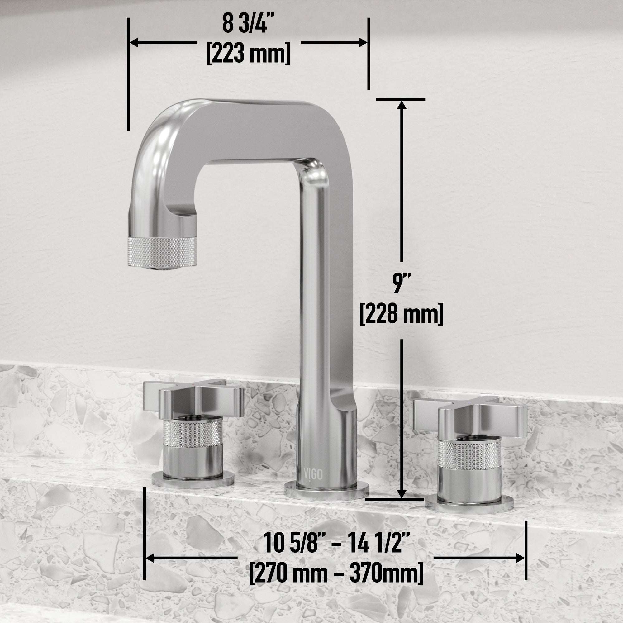 Deck-mounted 3-hole faucet with high arc spout and compression connections