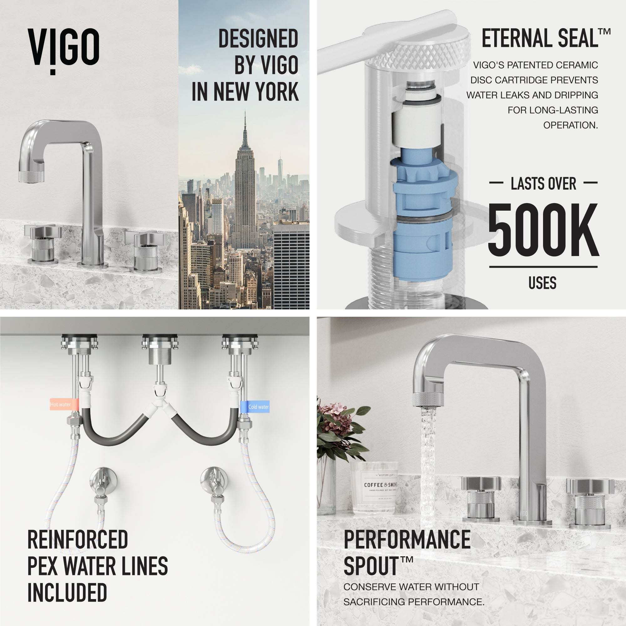 Modern contemporary bathroom faucet with chrome finish and included mounting hardware