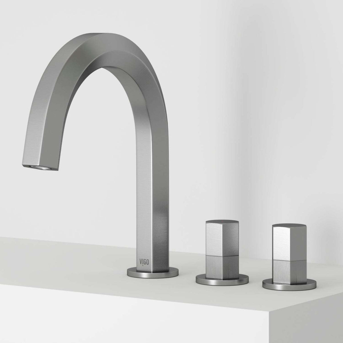 High arc spout faucet in brushed nickel finish with included mounting hardware