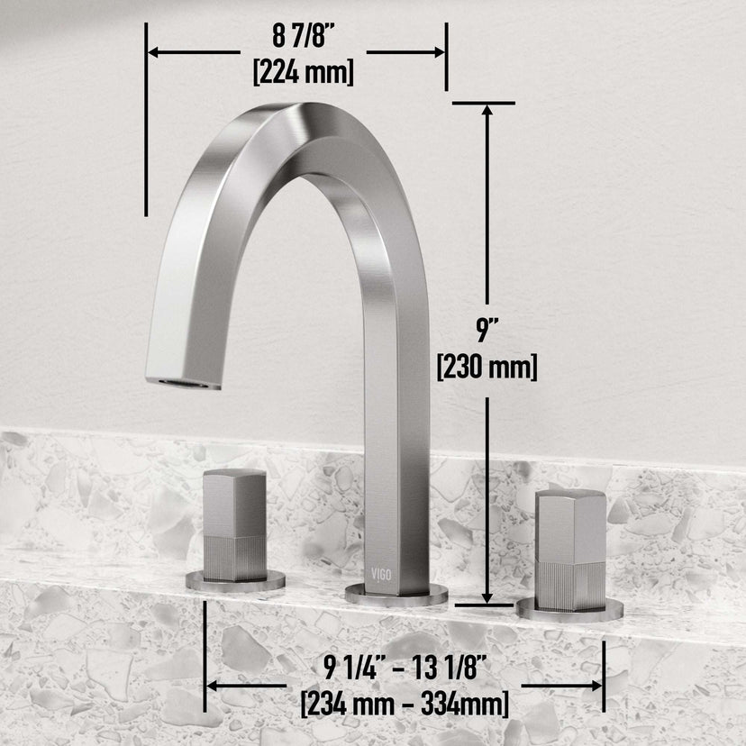 Brass bathroom faucet with knob handles and NPSM thread type for widespread mount