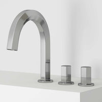 High arc spout faucet in chrome finish with included mounting hardware
