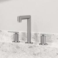Deck mounted brass faucet with lever handles and corrosion resistant finish
