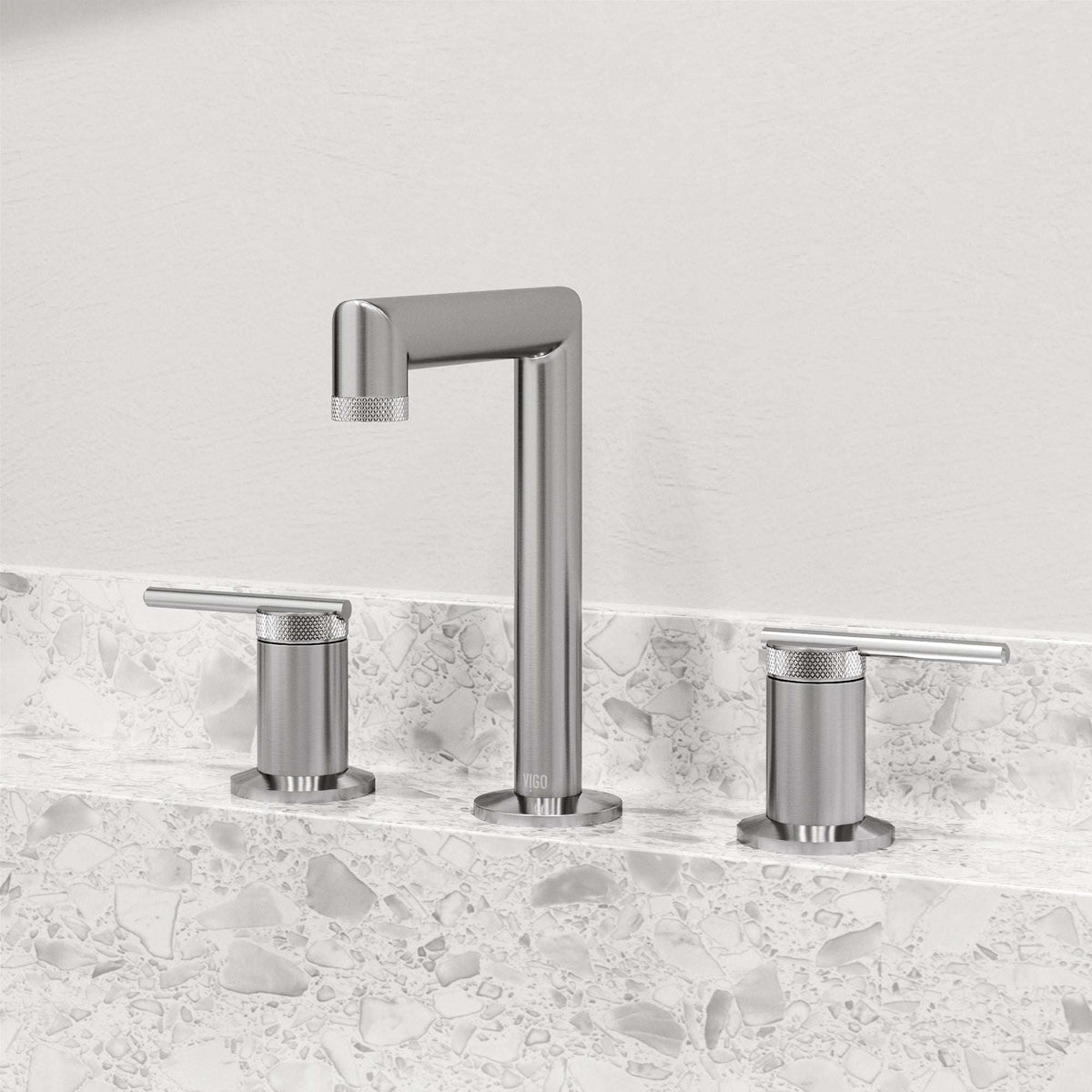 Deck mounted brass faucet with lever handles and corrosion resistant finish