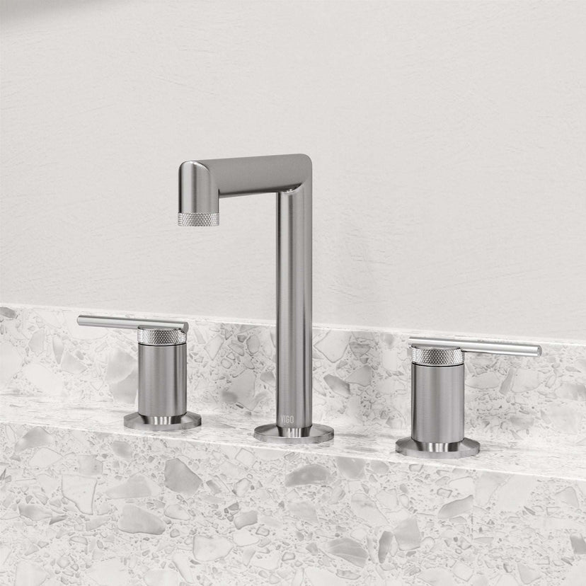 Deck mounted brass faucet with lever handles and corrosion resistant finish