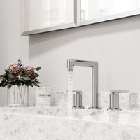 Mid arc spout faucet in brushed nickel with included mounting hardware and supply lines