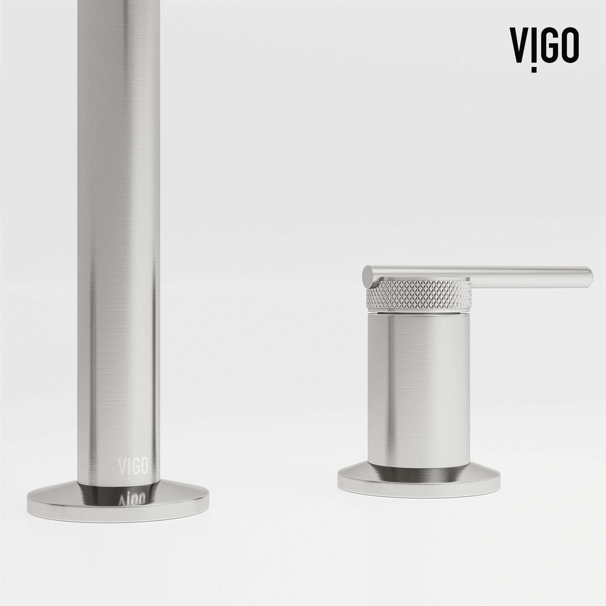 Easy to install deck mounted faucet with brushed nickel finish and tarnish resistant material