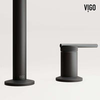 Easy to install deck mounted faucet with matte black finish and tarnish resistant material