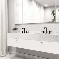 7-inch tall modern faucet with ceramic disk valve and included installation components