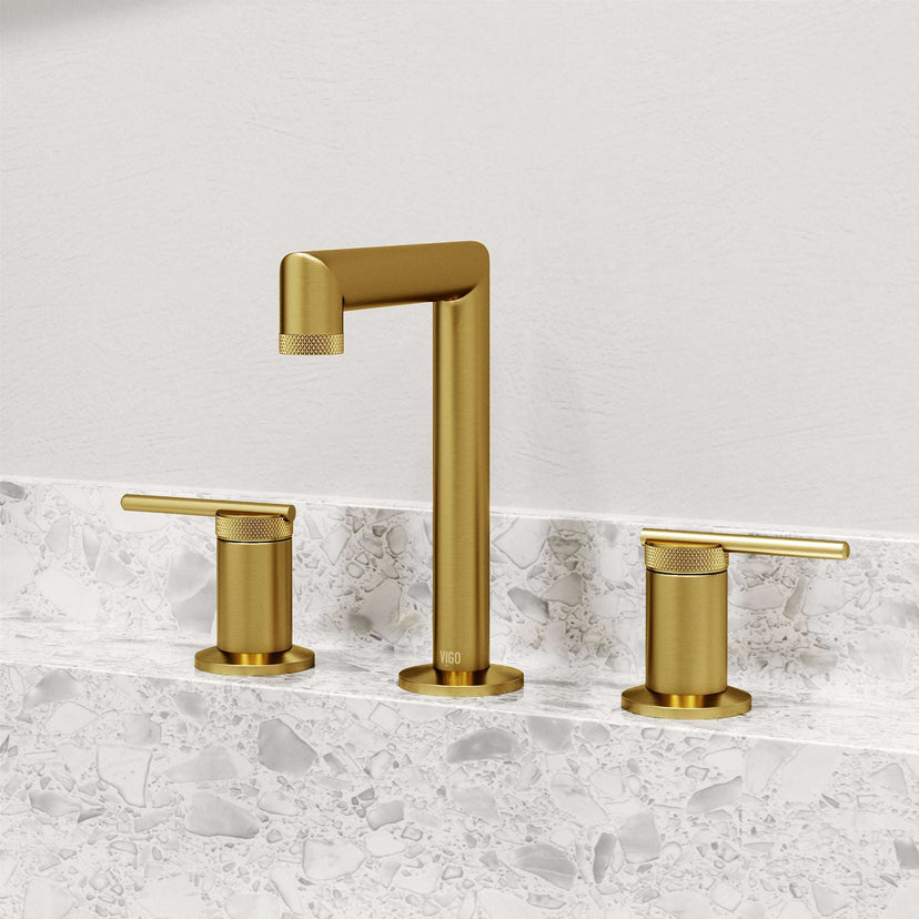 Deck mounted brass faucet with lever handles and corrosion resistant finish
