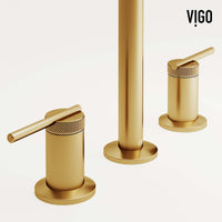 Waterfall style bathroom faucet with lever handles and low flow performance