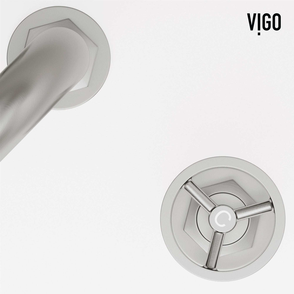 Modern 3-hole deck mounted faucet in brushed nickel with knob handles