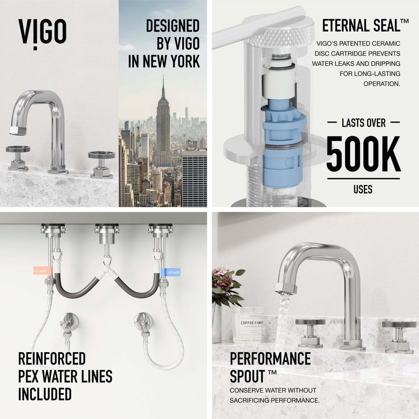 3-hole bathroom faucet with ceramic disk valve and chrome finish