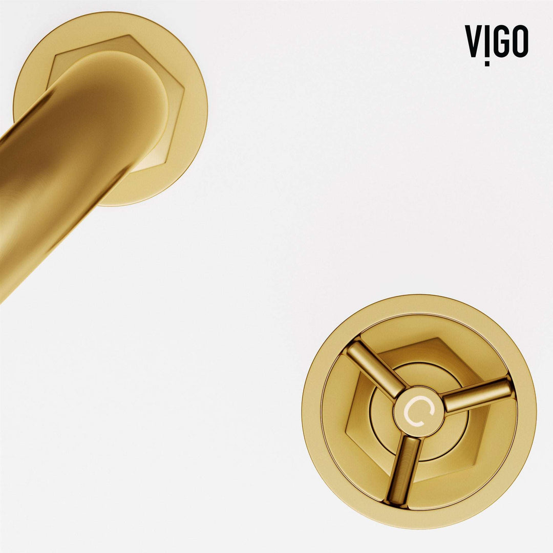 Modern 3-hole deck mounted faucet in matte brushed gold with knob handles
