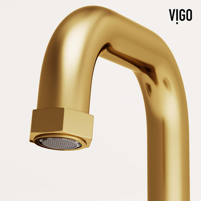 Matte brushed gold faucet with compression connection and included installation parts