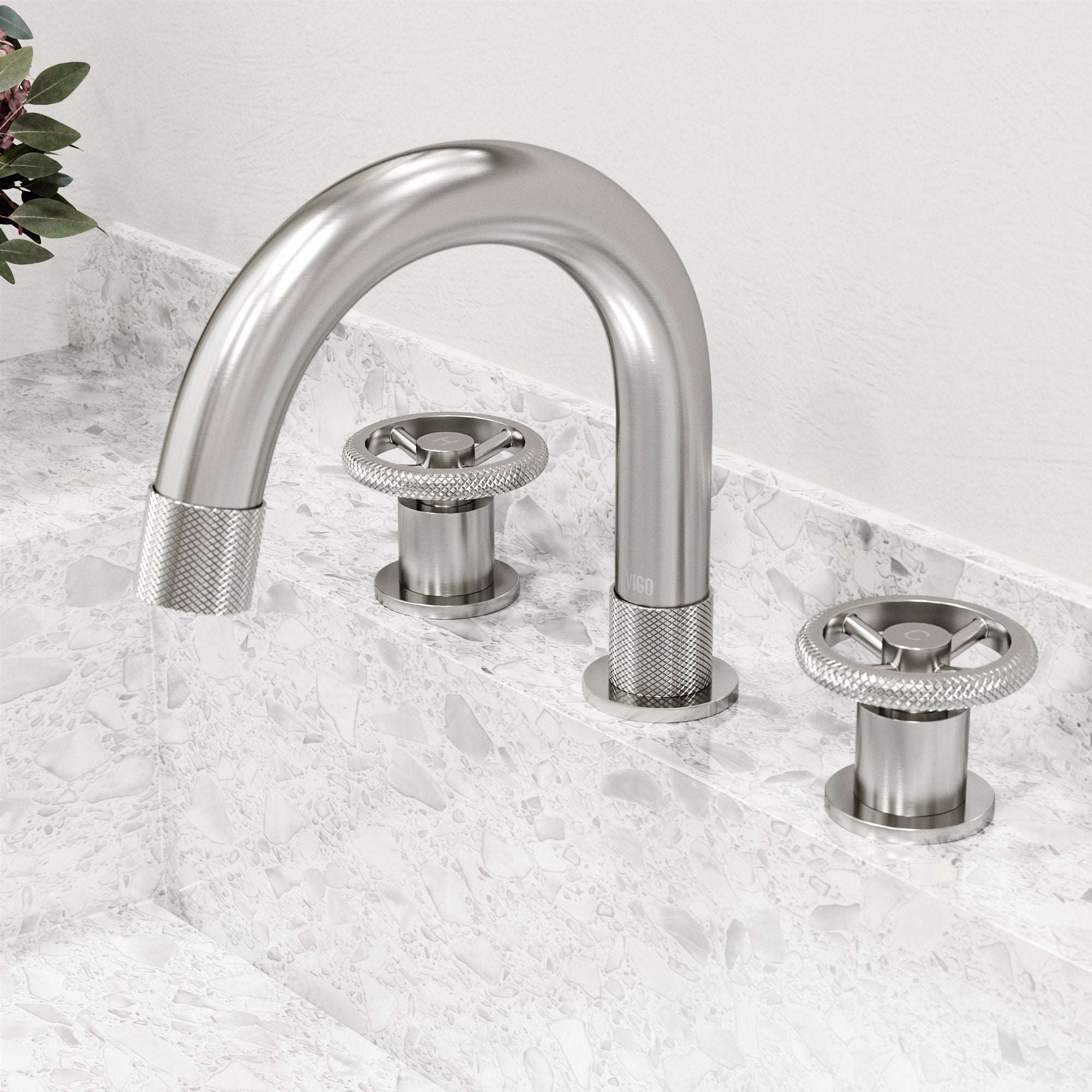 Easy to install widespread faucet with ceramic disc cartridge and brushed nickel finish