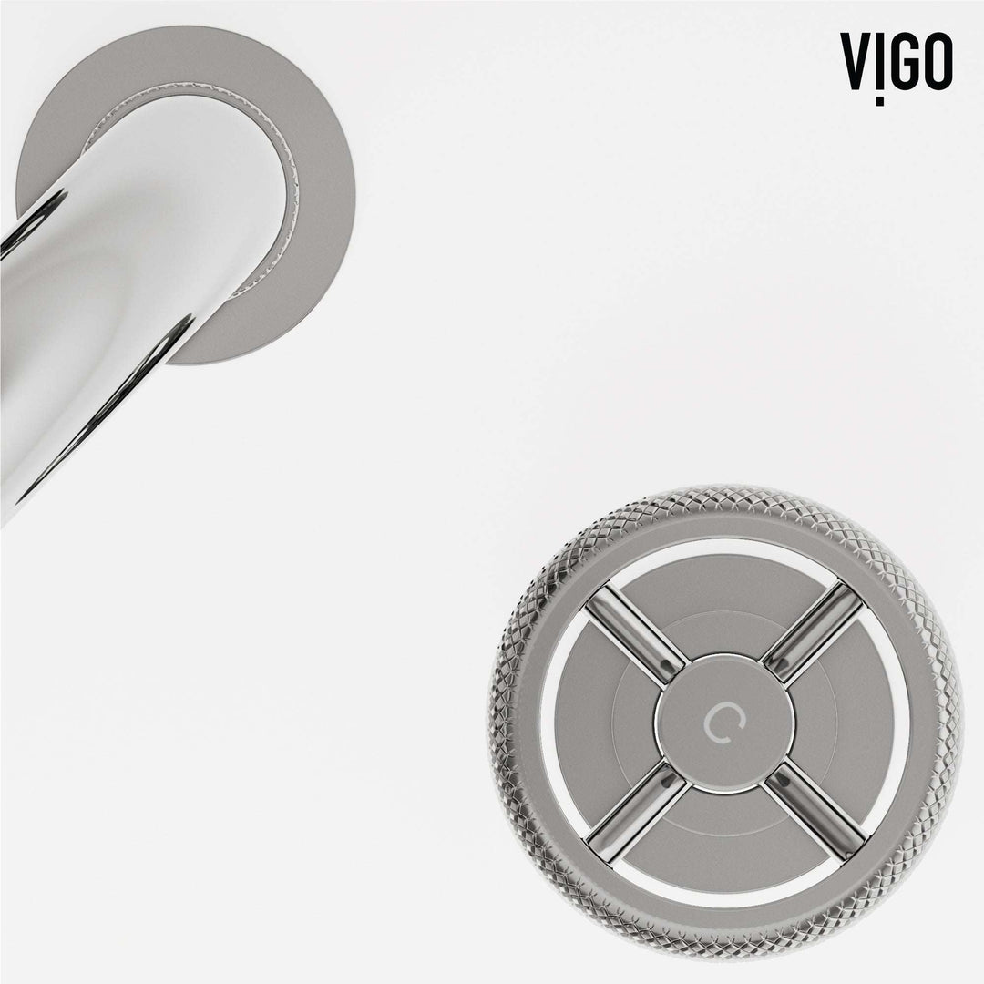 Modern 3-hole deck mounted faucet in chrome with knob handles