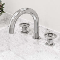 Easy to install widespread faucet with ceramic disc cartridge and chrome finish