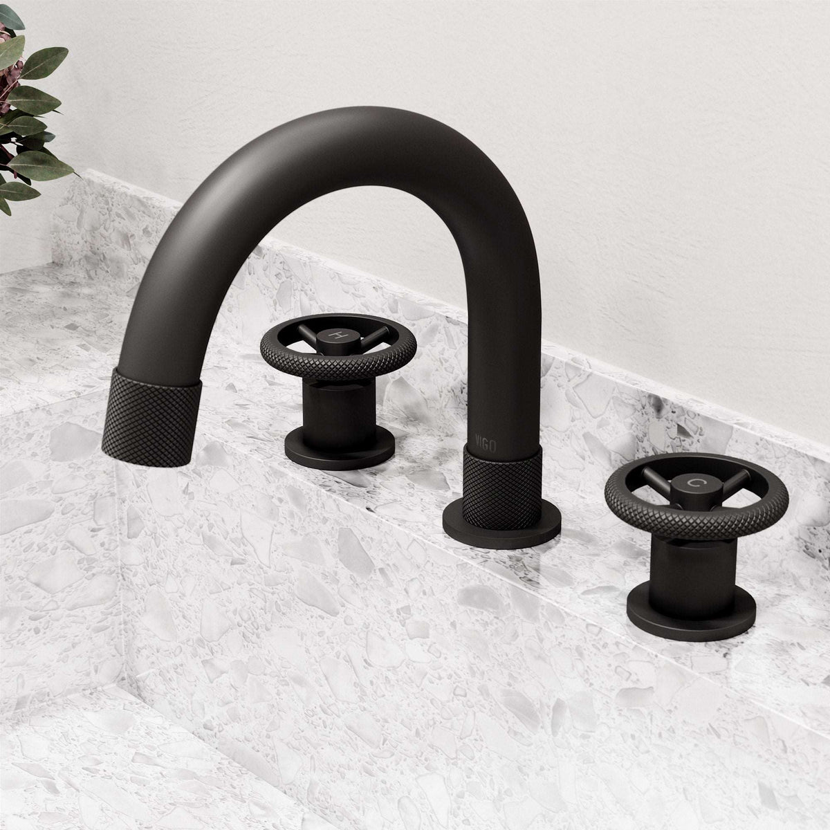 Easy to install widespread faucet with ceramic disc cartridge and matte black finish