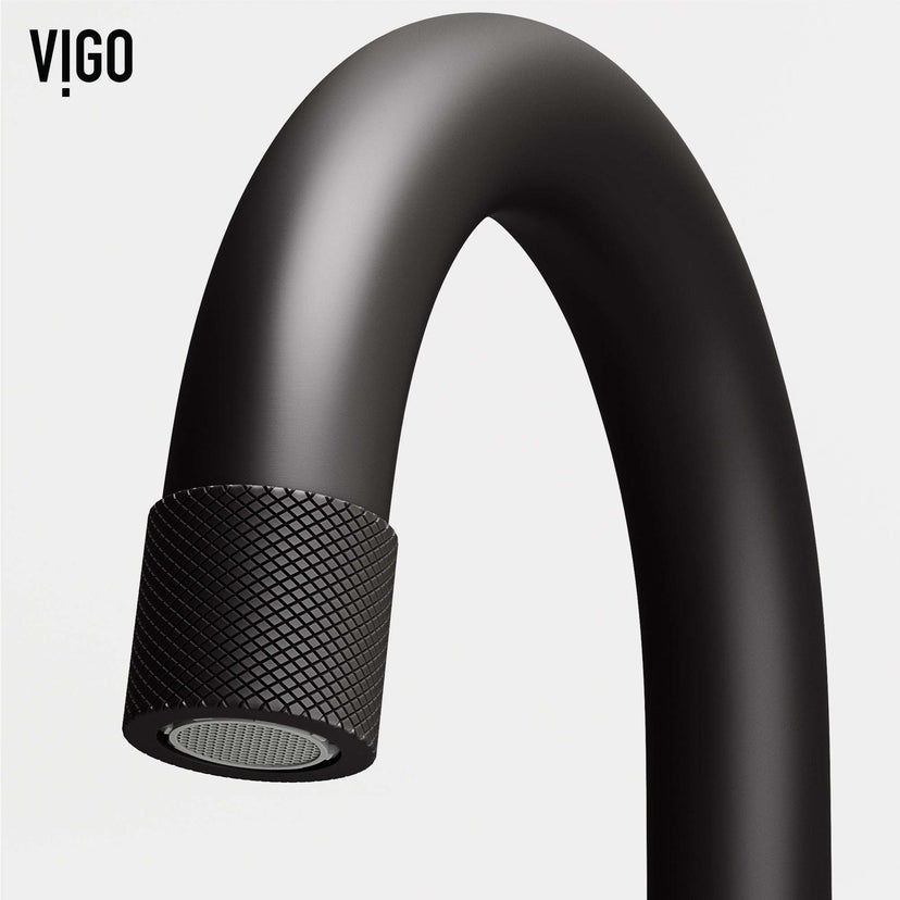 High arc spout faucet with drip-free ceramic disc technology and matte black finish