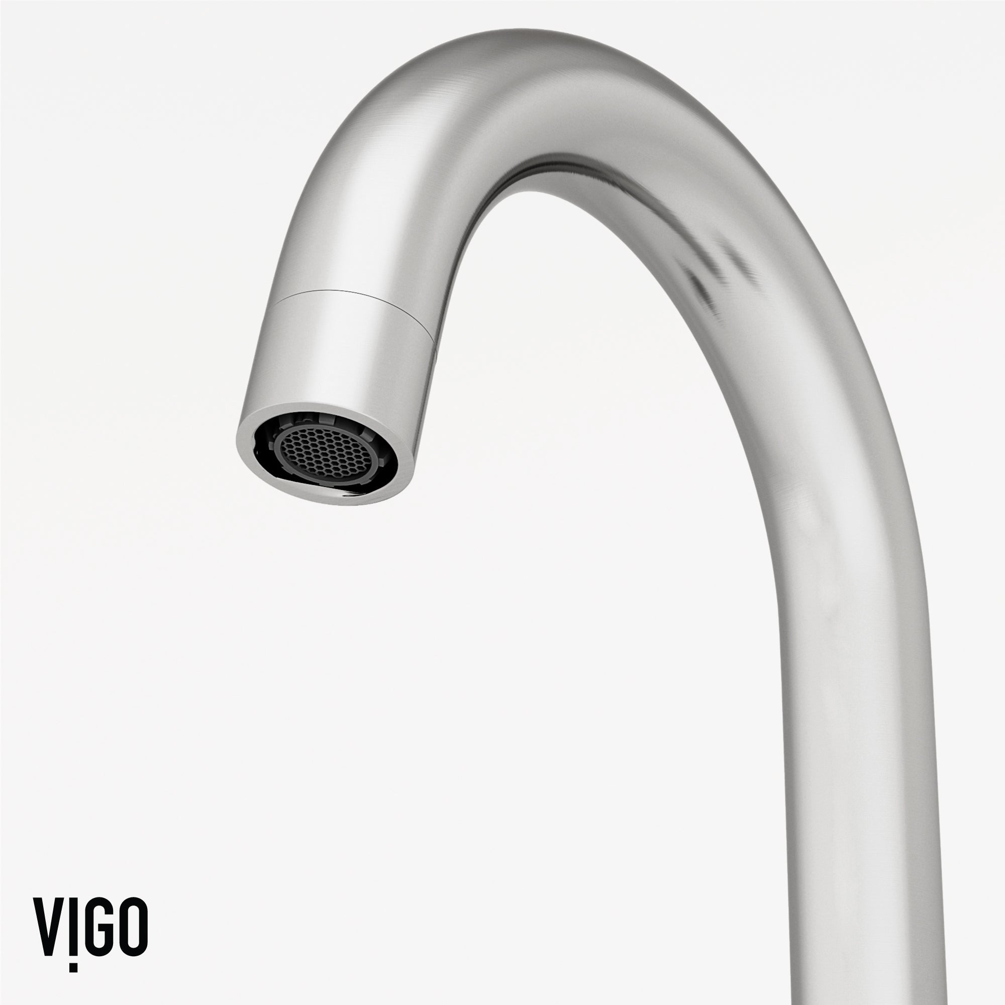 Contemporary 3-hole faucet with high arc spout and low flow performance