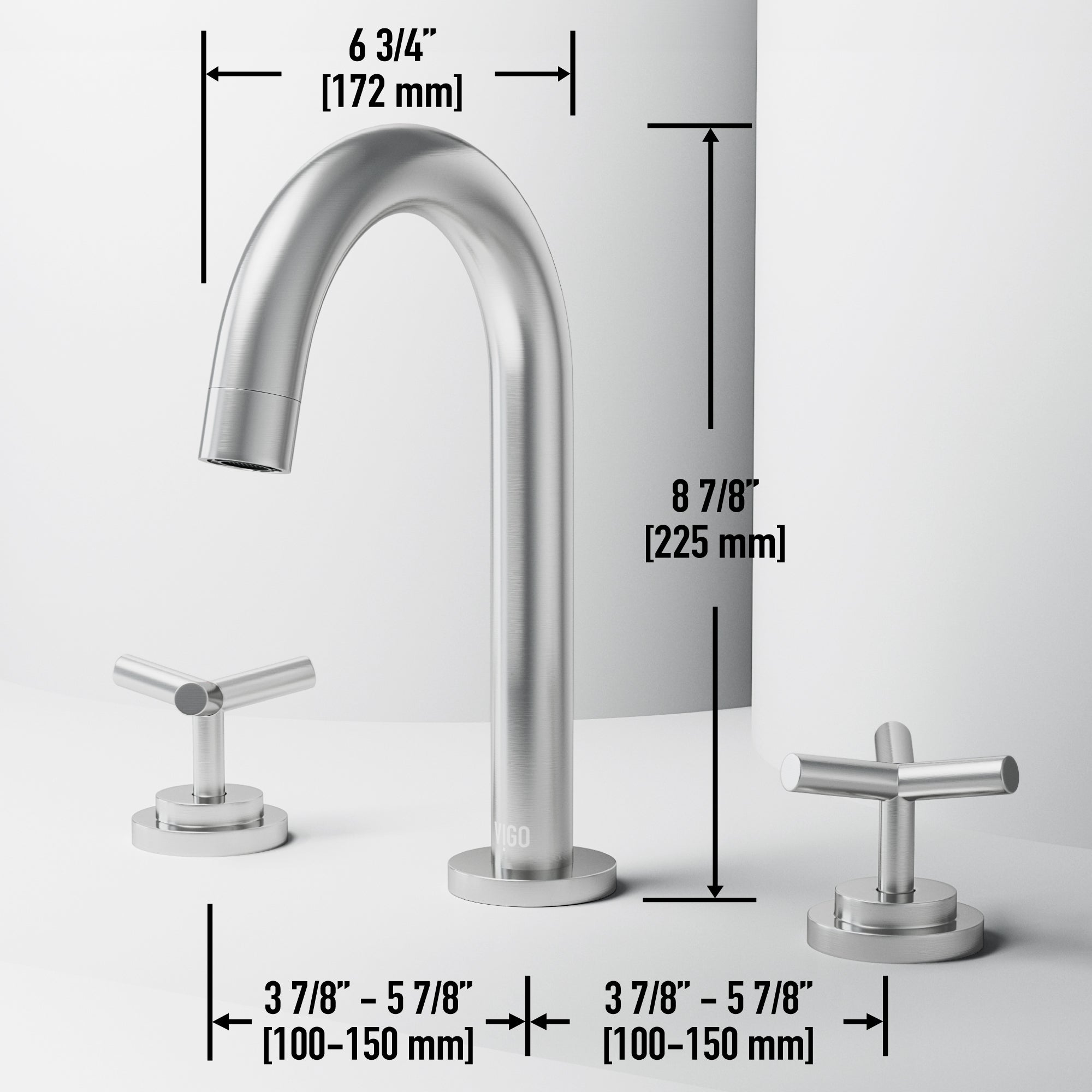 High arc spout bathroom faucet in brushed nickel with included mounting hardware