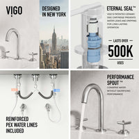 Ceramic disc cartridge faucet with low lead and hot/cold indicators in brushed nickel