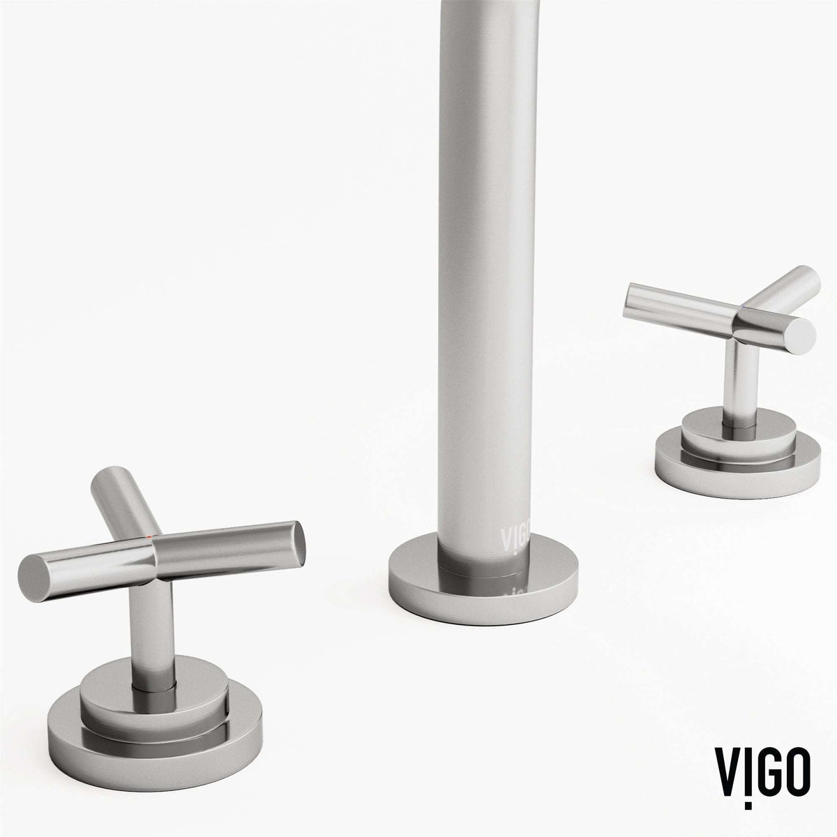 Tarnish resistant brass faucet with knob handles and widespread installation