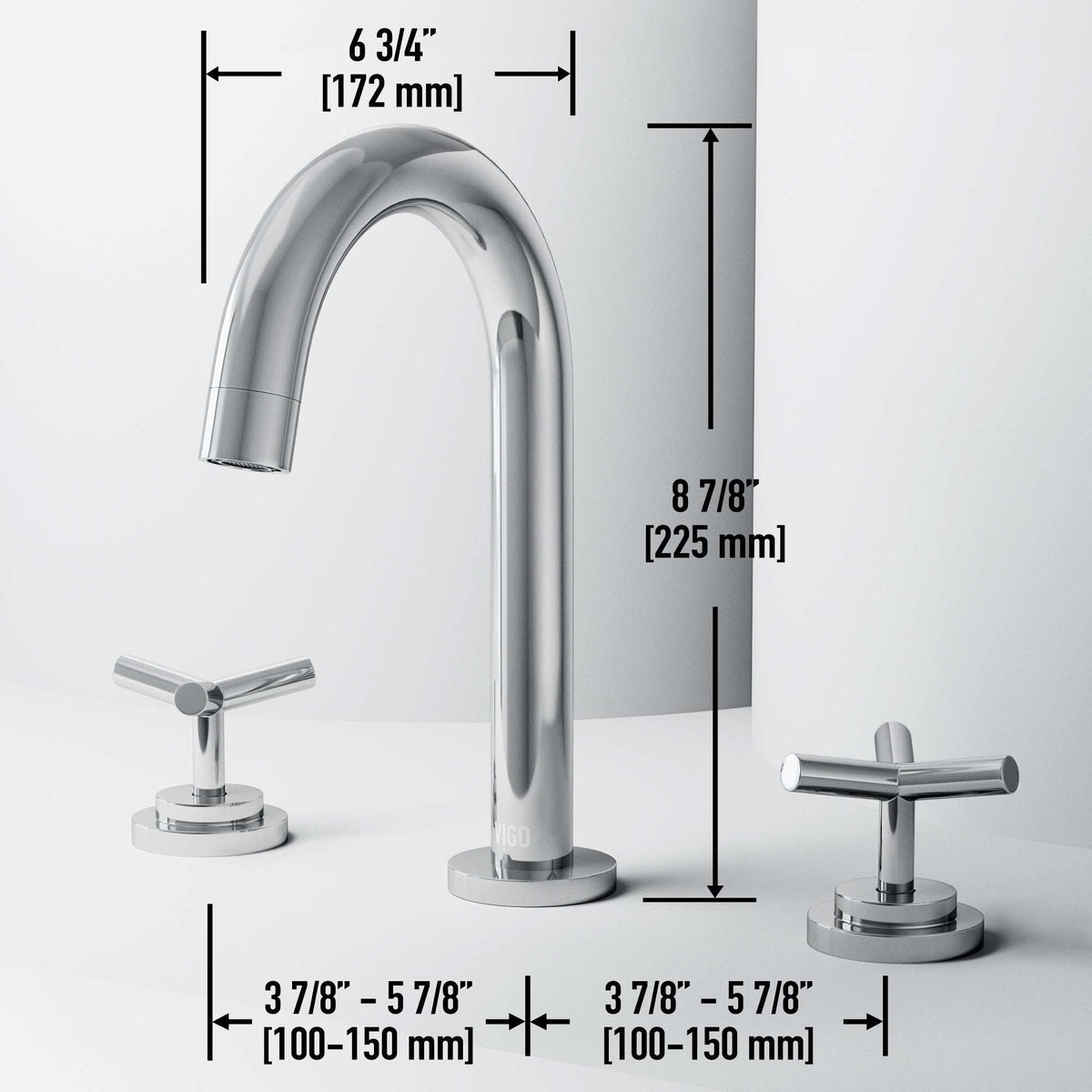 High arc spout bathroom faucet in chrome with included mounting hardware